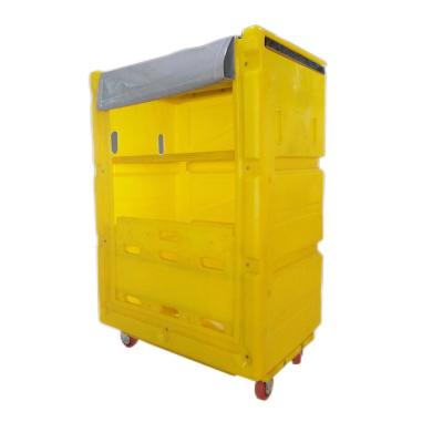 China 1100L Plastic Laundry Cage Trolley For Warehouse Hotel Hospital for sale