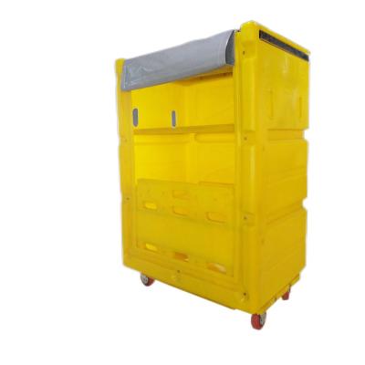 China Chinese Laundry Professional Custom Designed Cargo Trolley Linen Cart / Plastic Laundry Cage Trolley for sale