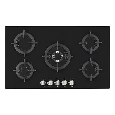 China Hotel hot sale 5 burners built in tempered glass gas hob gas stove cooktops for home for sale