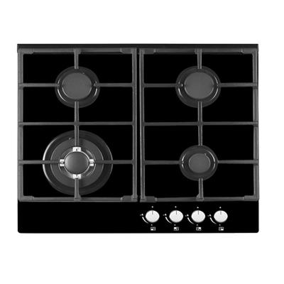 China Hotel 60CM Built-in 4 burners gas cooker kitchen recessed tempered glass gas cookertop gas hob for sale