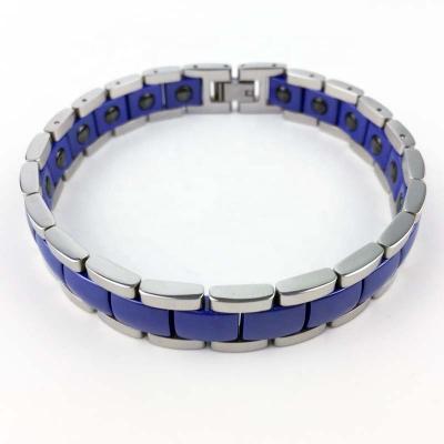 China Stainless Steel Purple Magnetic Energy Stones Negation Germanium Health Care Bracelet Bio Simplicity Magnetic Energy Bracelet OEM for sale