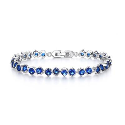 China Simplicity energy quantum bracelet zircon wedding fashion round bridal tennis bracelets stainless steel lady jewelry gift blue round for sale