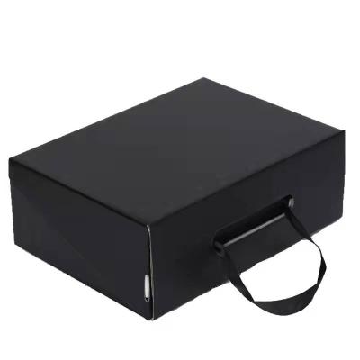 China Recyclable Custom Corrugated Package Box Foldable Black Color Or Printing Color Design Paper Shoe Box With Logo for sale