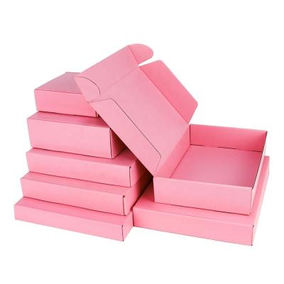 China Recycled materials wholesale custom low moq corrugated paper packaging material logo printed pink boxes as mailer shipping package for sale