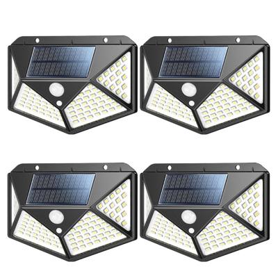 China Waterproof Solar Powered Garden Lights 100leds Outdoor Motion Sensor Security Solar Powered Led Wall Light for sale