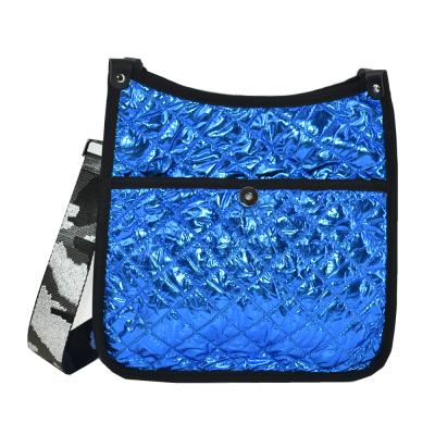 China Easy Carry Crossbody Bags Custom Shiny blue crossbody bags - body bags for winter fall crossbody bags - body stitched sling bags 2021 for sale