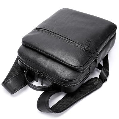 China With USB Fashion Style Backpack Business Soft Genuine Leather Laptop Bag with USB Port 14