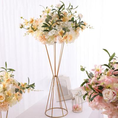 China Modern Gold Centerpiece for Table Wedding Metal Flower Stands Geometric Tall Metallic Risers for Layout Table Reception for sale