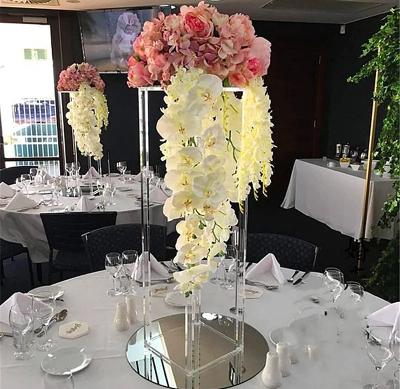 China Modern acrylic clear flower stand table frame display stand for flower wedding table centerpiece decoration for sale