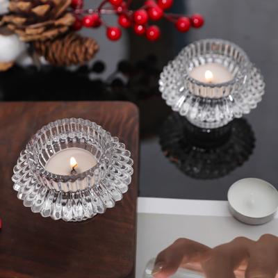 China Minimalist glass candlestick European style home decoration flying saucer cup candle holders glass for home decor for sale