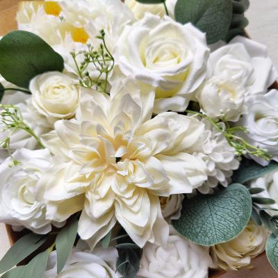 China White Roses Artificial Flower Artificial Rose Flowers Silk Flower Real Touch For Wedding Decorations for sale