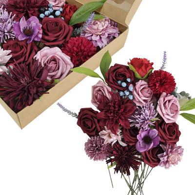 China Cheap wholesale artificial flower silk artificial flowers rose flowers for artificial decoration wedding for sale