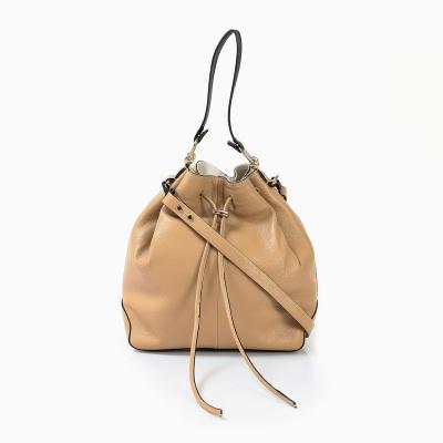 China Fashion Custom Solid PU Handbag Pebble Grain PU Drawstring Bucket and Shoulder Bag for sale