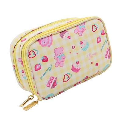 China Fashion Customized Women Makeup Bag Waterproof PVC Two Zipper Cosmetic Bag for sale