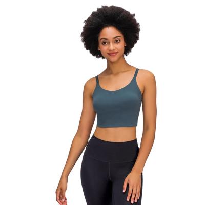 China 2021 Breathable New Half Cut Yoga Bald Nude Suit With Bra Classic Clip Back Strap Yoga Vest for sale