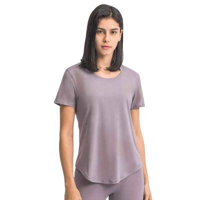 China DS075 Women's Seamless Workout Shirts Breathable For Women Short Sleeve Plain Stitches Quick Dry Lightweight Gym Yoga Sport Tops for sale