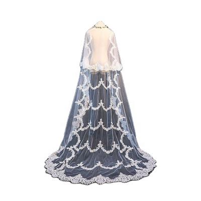 China Lace Edge 2021 Fashion Wedding Veil High Quality Bridal Veil Top Selling Tulle Veil for sale