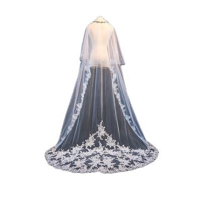 China Lace Edge 2021 Hot Selling High Quality Wedding Veil Charming Simple Bridal Veil Tulle Premium Veil for sale