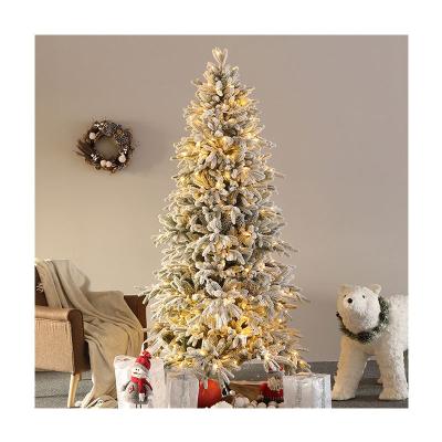 China PVC& Native PE PVC PE flock pohon with led lights included artificial Christmas tree home decorations arbol de navidad for sale