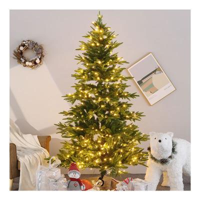 China PVC& 2021 120cm-300cm Mixed PE PVC Leaves Tree Hinged Structure Christmas Stand Artificial Tree With Lights For Christmas Decoration for sale