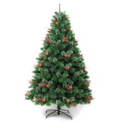 China Sales 210cm 7FT Flower Pine Needle Christmas Trees Artificial Christmas Metal Stand Tree Decoration Indoor Christmas For Festival Party Decor for sale