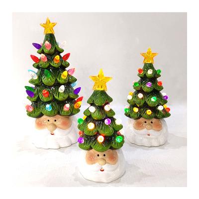 China 2022 Ceramic Hot Sale Hand Printed Powered Beads Tabletop Colorful Tree Lighting Ceramic Christmas Tree for sale