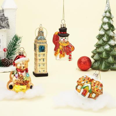 China Promotional Christmas Party Festival Decor Christmas Tree Ornament Fancy Christmas Glass Ball Snowman Hand Painted Beer For Tree Party Hanging Home Decoration for sale