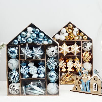 China 2021 Christmas Decoration Factory 73PCS House Shape Plastic Christmas Balls Decoration Christmas Decoration Supplies For Christmas Tree Decorations for sale