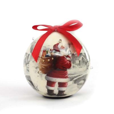 China New Chirstmas Decor Designs 8cm Christmas Foaming Glue Ball With Led Light Round Ball Cartoon Clog Christmas Tree Decoration Kids Gift Cute for sale