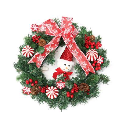 China Artificial Red PVC Pine Cone Door Decoration Amazon Christmas Wreath Decoration Plastic Berry Wreath for sale