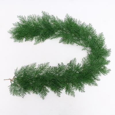 China 140CM Christmas 93tips PVC artificial green Christmas wreath PLASTIC home decor rattan cypress supplies decoration for sale