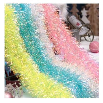 China Factory Direct Wholesale Party Decoration Shiny Pastel Metallic Metallic PET Tinsel Garland 200cm Long For Christmas Tree Wedding Party Decoration for sale