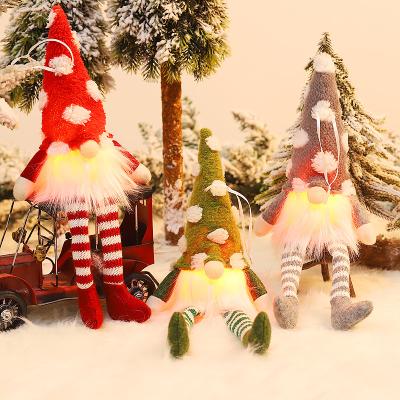 China Wholesale Christmas Tree Decoration Plush Christmas Gnome Santa Dot Hat Elf LED Light Christmas Doll Ornaments For Home Hanging Christmas Tree Decoration Gift for sale