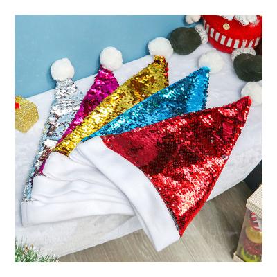 China 2022 New Christmas Pet Twinkle Double Color Change Effect Colorful Hat Non-woven Christmas Decoration Hat for sale