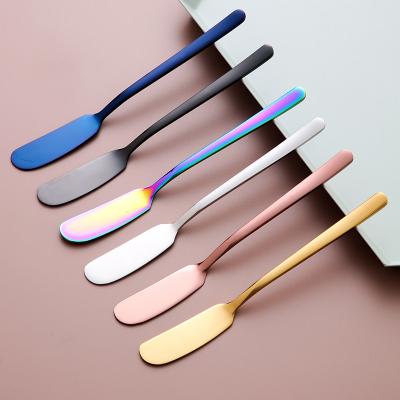 China Jade-CER Instrument Stainless Steel Slicer Butter Spreader Knife Viable Colorful Peanut Cheesecake Magic Butter Knife for sale