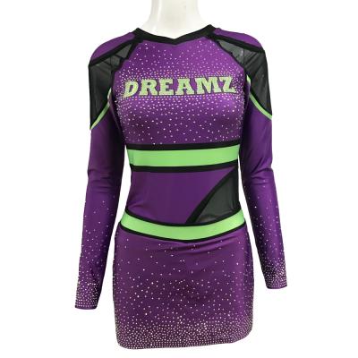 China Purple Spandex/Polyester Girls Cheerleader Competition Uniform For Cheerleading for sale