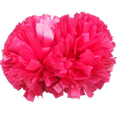 China Head Two Handle Waterproof Hand Held Pink Cheerleading Pom Poms For Cheerleading Competition for sale