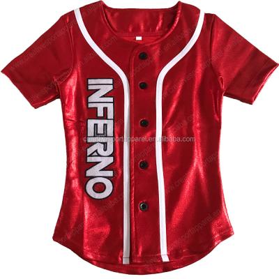 China Spandex/polyester good quality red sparkle baseball tank top for cheerleading uniforms for sale