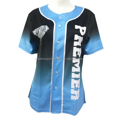 China Spandex / Polyester Rhinestones Baseball Jersey Sports Wear Cheerleading for sale