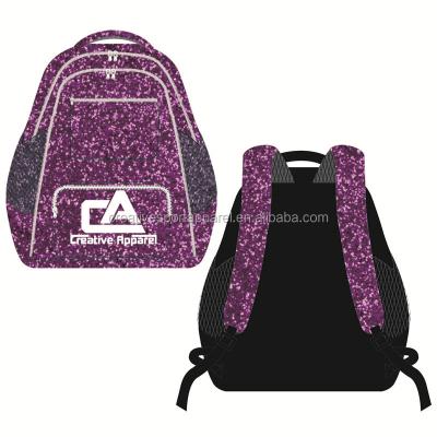 China Wholesale Custom Purple Girls Cheerleading Glitter Bag Backpack CA02 for sale