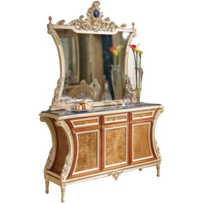 China European style handcrafted wooden carving handcrafted dresser carved dressing table luxury bedroom furniture for sale