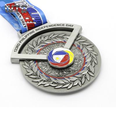 China China Guangdong Customized Die Cast Metal Spinning Medals Antique Sport Medal With Ribbon for sale