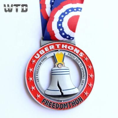 China China China Manufacturing Cheap Metal Medal Design Your Own Logo Freedomthon Ring Rotatable Metal Souvenir Medals Metal for sale