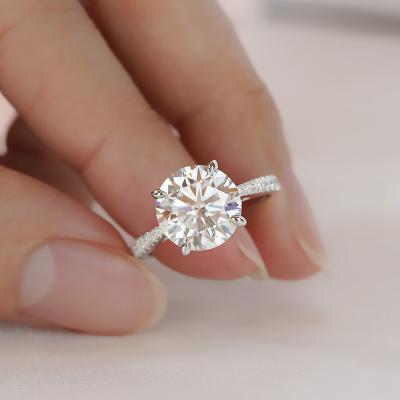 China Jovovasmile Trendy 4 Carat 10MM Extended Old Mine Cushion 18K White Gold Moissanite Wedding Ring For Woman Engagement for sale