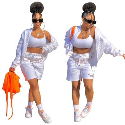 China 2023 New Arrival Solid Cardigan QUICK DRY 2 Pieces Shorts Sports Autumn Two Piece Short Set Fashion Clothing Women Sets for sale