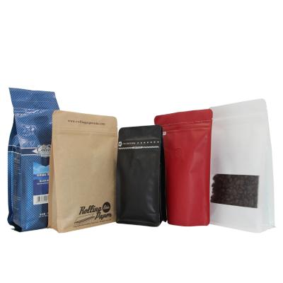 China Custom Printed Barrier Aluminum Foil Zip Lock Stand Up Coffee Bag With Flat Bottom And Valve Plastic Coffee Bean Packaging Bags for sale