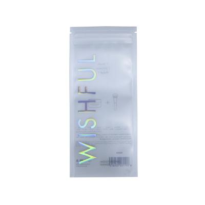 China Recyclable Custom Holographic Laser Logo Printed Matte Finished Ziplock 3 Outer Side Sealed Package Bag for sale