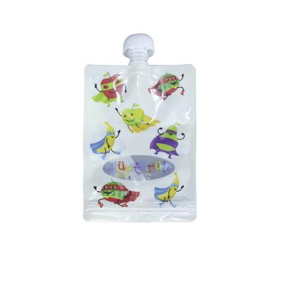 China Eco-friendly Custom Printed Biodegradable Zipper Resealable Holder Up Plastic Foil Packaging For Baby Fruit Food Liquid Spout Pouch Bags for sale