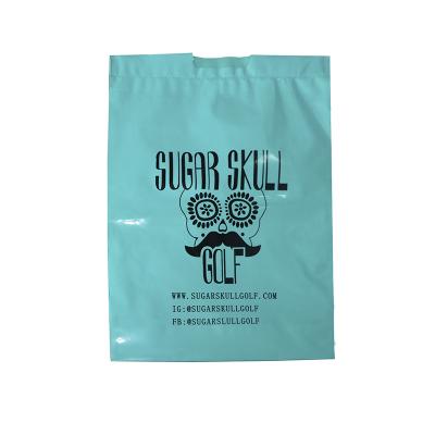 China Special wholesale custom printed eco-friendly logo tiffany blue die cut LDPE PE plastic shopping bags with handle zu verkaufen