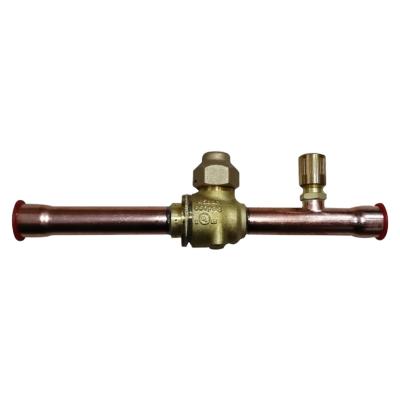 China Building Material Shops High and Low Temperature Resistance Two Connections Access Valve 1/4 Refrigeration High Frequency Welding Brass Ball for sale